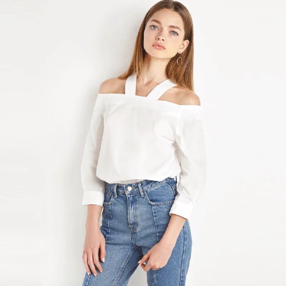 Pixie Market Off-shoulder white T-shirt